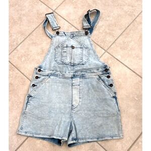 Faherty Organic Cotton Blue Deim Overall Shortalls Sz S Bib Pockets Farmer